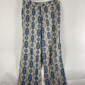 Ecru Women’s Damask Crop Pants Blue Green Linen